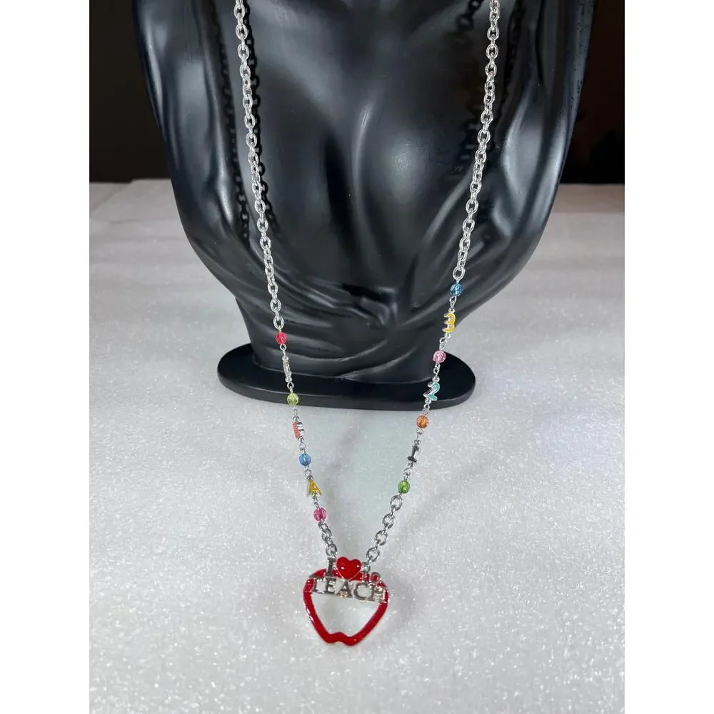 I Love to Teach ID or Glasses Holder Teacher Apple Beaded Accessory Chain NEW